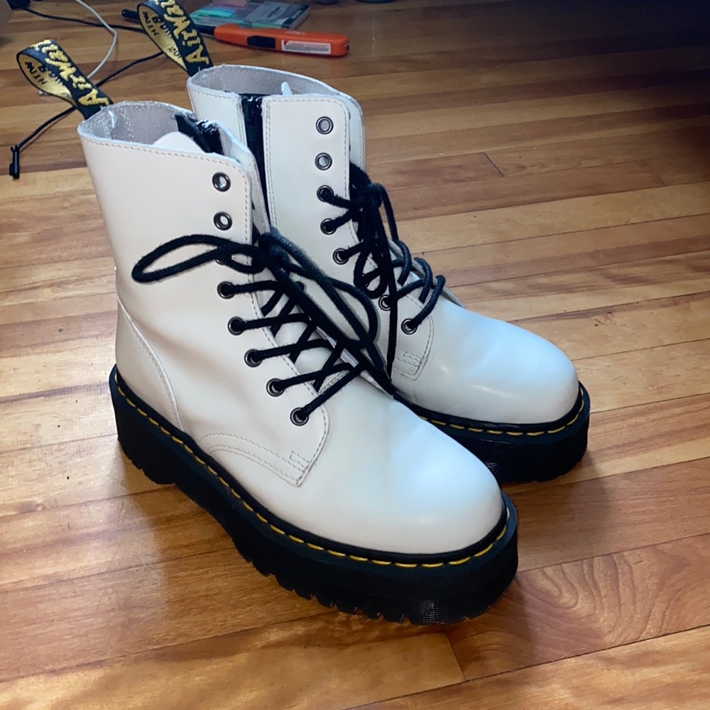 Dr. Martens White Platform Boots